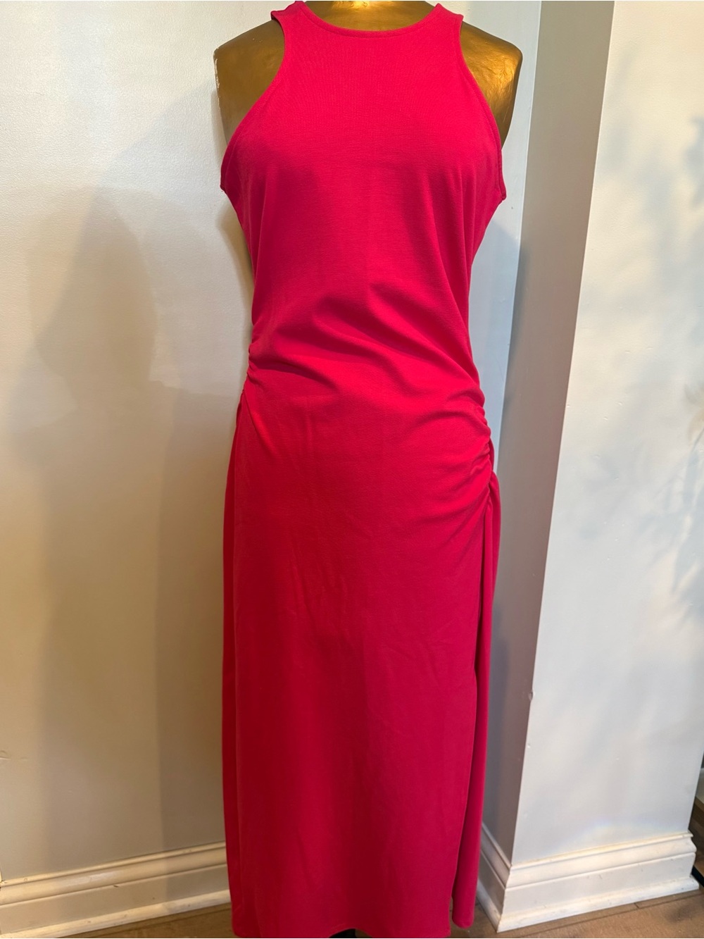 A New Day Hot Pink Sleeveless Maxi Dress with Side Ruching size S